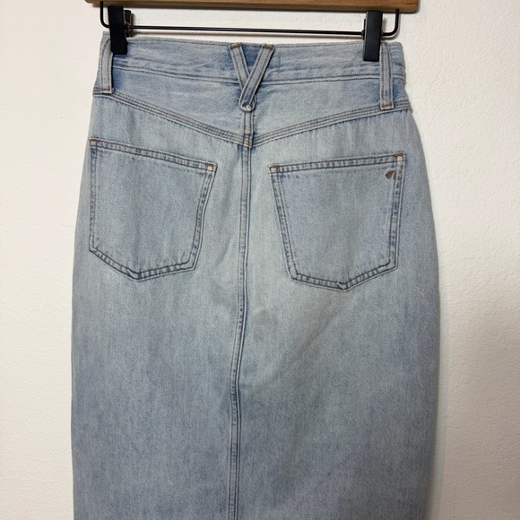 MADEWELL BLUE DENIM MIDI SKIRT WOMEN'S LONG JEAN SKIRT FRONT SLIT SIZE 23 - Picture 3 of 6